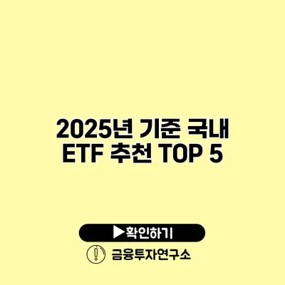 2025년 기준 국내 ETF 추천 TOP 5