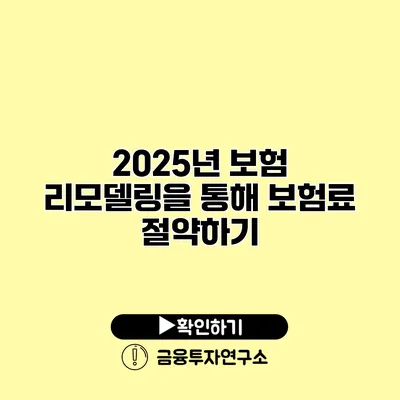 2025년 보험 리모델링을 통해 보험료 절약하기