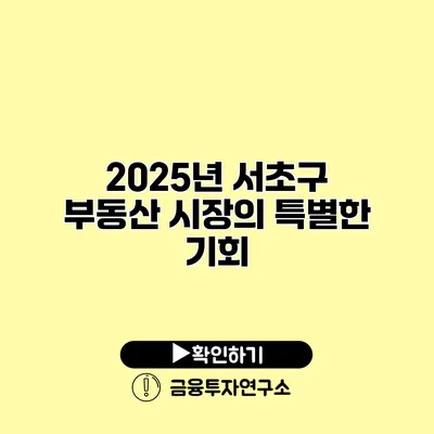 2025년 서초구 부동산 시장의 특별한 기회