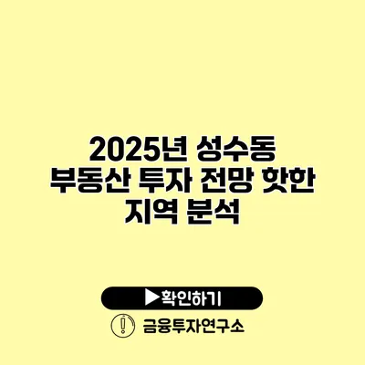 2025년 성수동 부동산 투자 전망 핫한 지역 분석