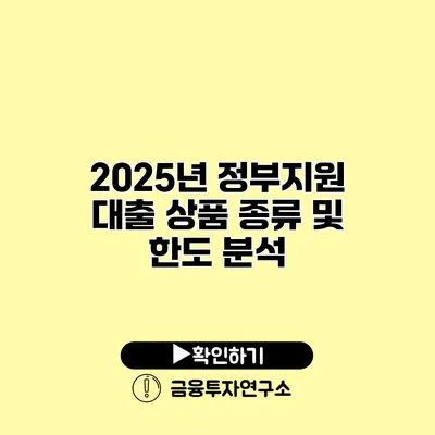 2025년 정부지원 대출 상품 종류 및 한도 분석