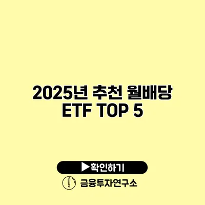 2025년 추천 월배당 ETF TOP 5