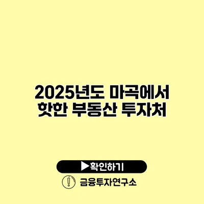 2025년도 마곡에서 핫한 부동산 투자처