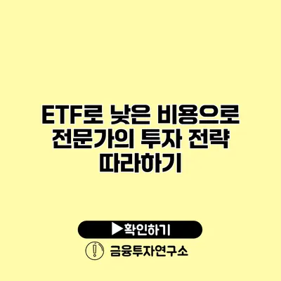 ETF로 낮은 비용으로 전문가의 투자 전략 따라하기