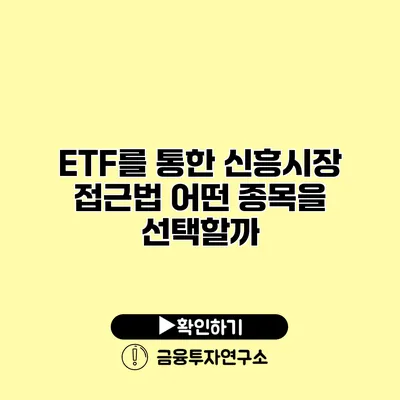 ETF를 통한 신흥시장 접근법 어떤 종목을 선택할까?