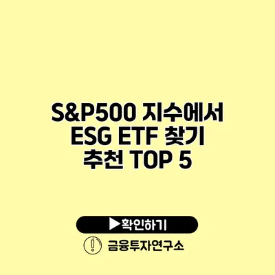 S&P500 지수에서 ESG ETF 찾기 추천 TOP 5