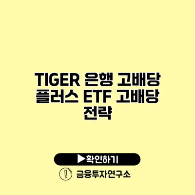 TIGER 은행 고배당 플러스 ETF 고배당 전략