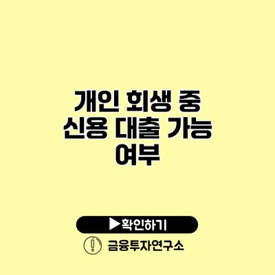 개인 회생 중 신용 대출 가능 여부