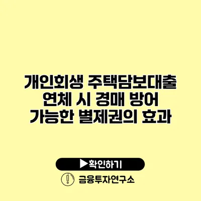 개인회생 주택담보대출 연체 시 경매 방어 가능한 별제권의 효과