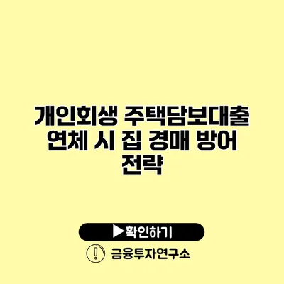 개인회생 주택담보대출 연체 시 집 경매 방어 전략