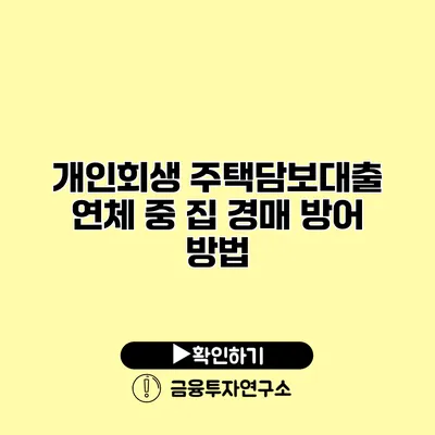 개인회생 주택담보대출 연체 중 집 경매 방어 방법