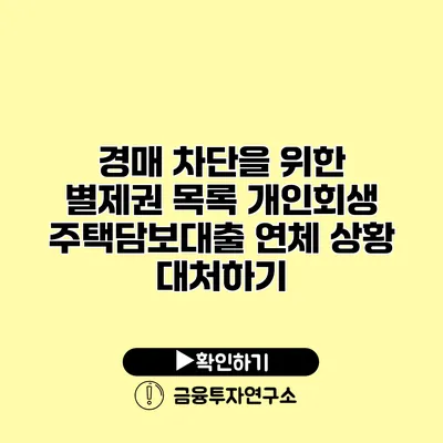 경매 차단을 위한 별제권 목록 개인회생 주택담보대출 연체 상황 대처하기