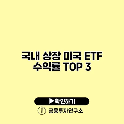 국내 상장 미국 ETF 수익률 TOP 3