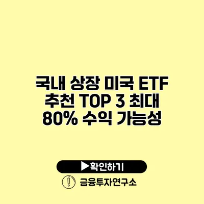 국내 상장 미국 ETF 추천 TOP 3 최대 80% 수익 가능성