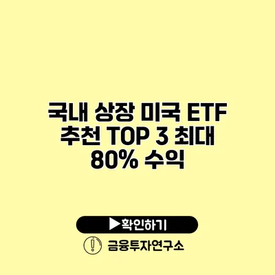 국내 상장 미국 ETF 추천 TOP 3 최대 80% 수익