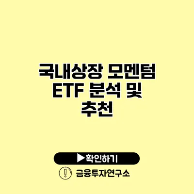 국내상장 모멘텀 ETF 분석 및 추천