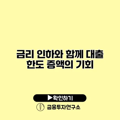 금리 인하와 함께 대출 한도 증액의 기회