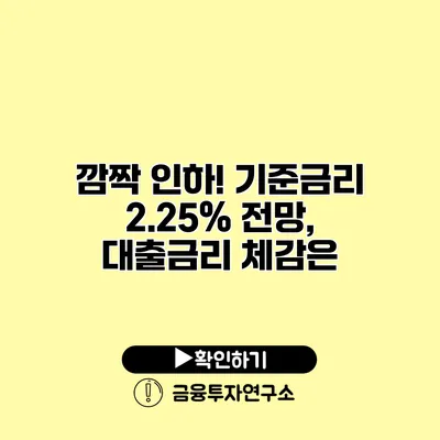 깜짝 인하! 기준금리 2.25% 전망, 대출금리 체감은?