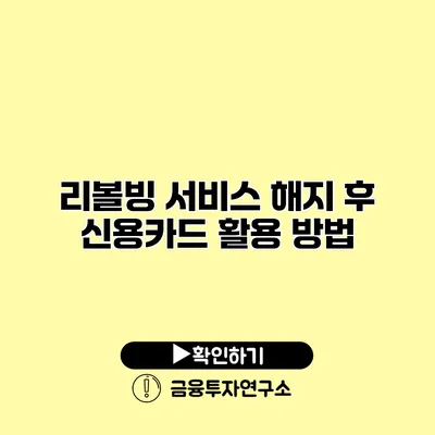 리볼빙 서비스 해지 후 신용카드 활용 방법