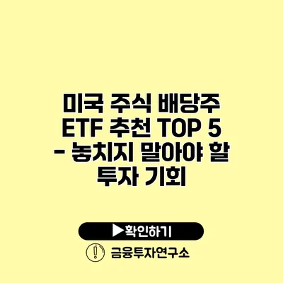 미국 주식 배당주 ETF 추천 TOP 5 - 놓치지 말아야 할 투자 기회