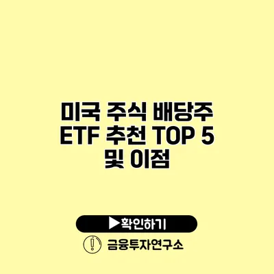 미국 주식 배당주 ETF 추천 TOP 5 및 이점