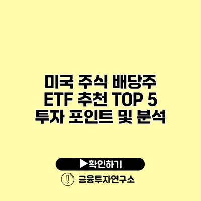 미국 주식 배당주 ETF 추천 TOP 5 투자 포인트 및 분석