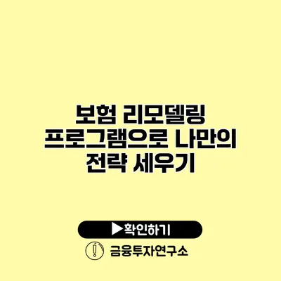 보험 리모델링 프로그램으로 나만의 전략 세우기