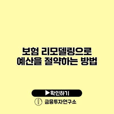 보험 리모델링으로 예산을 절약하는 방법