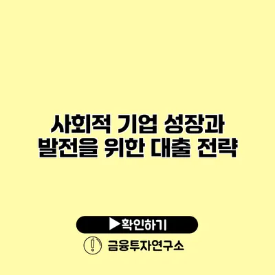 사회적 기업 성장과 발전을 위한 대출 전략