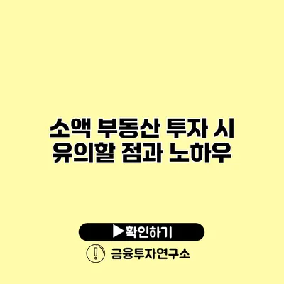 소액 부동산 투자 시 유의할 점과 노하우