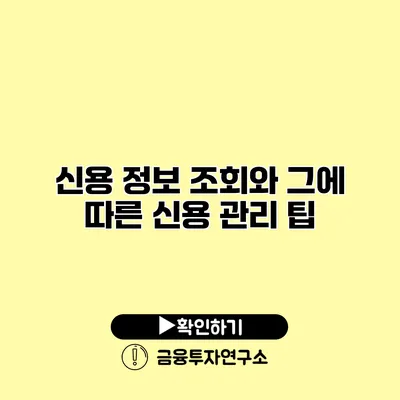 신용 정보 조회와 그에 따른 신용 관리 팁