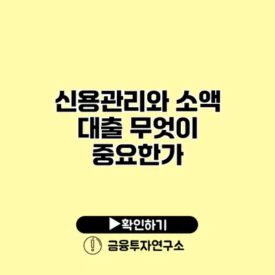 신용관리와 소액 대출 무엇이 중요한가?