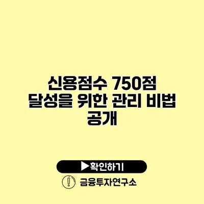 신용점수 750점 달성을 위한 관리 비법 공개