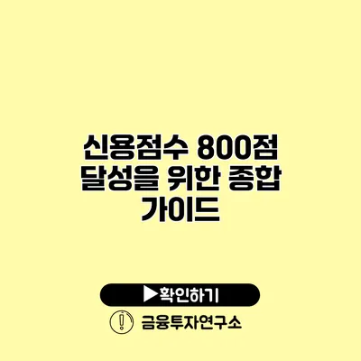 신용점수 800점 달성을 위한 종합 가이드