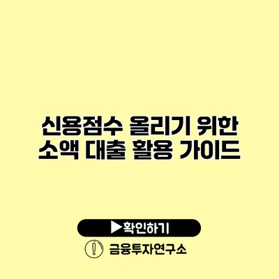 신용점수 올리기 위한 소액 대출 활용 가이드