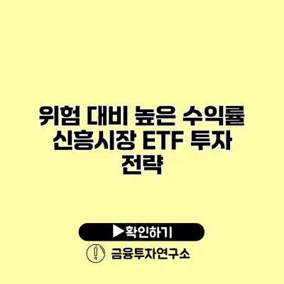 위험 대비 높은 수익률? 신흥시장 ETF 투자 전략