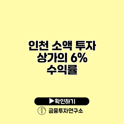 인천 소액 투자 상가의 6% 수익률