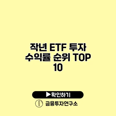 작년 ETF 투자 수익률 순위 TOP 10