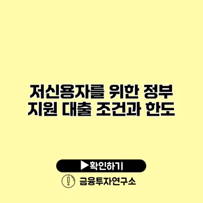 저신용자를 위한 정부 지원 대출 조건과 한도