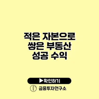 적은 자본으로 쌓은 부동산 성공 수익