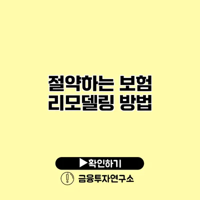 절약하는 보험 리모델링 방법