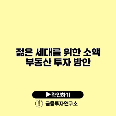 젊은 세대를 위한 소액 부동산 투자 방안