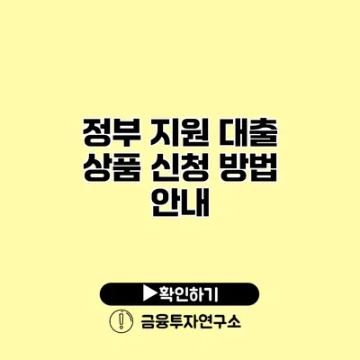 정부 지원 대출 상품 신청 방법 안내