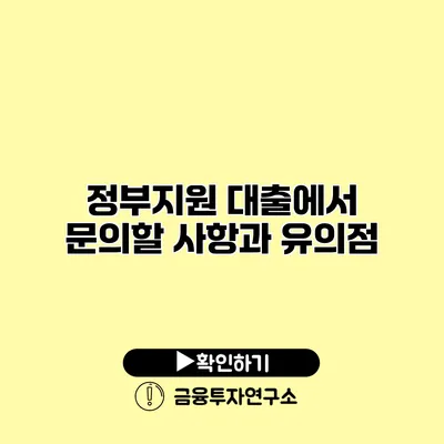 정부지원 대출에서 문의할 사항과 유의점