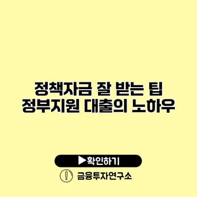 정책자금 잘 받는 팁 정부지원 대출의 노하우