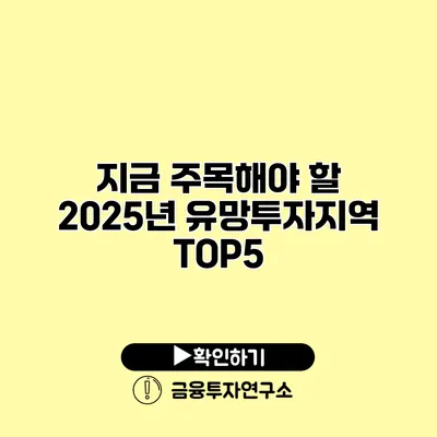 지금 주목해야 할 2025년 유망투자지역 TOP5