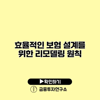 효율적인 보험 설계를 위한 리모델링 원칙