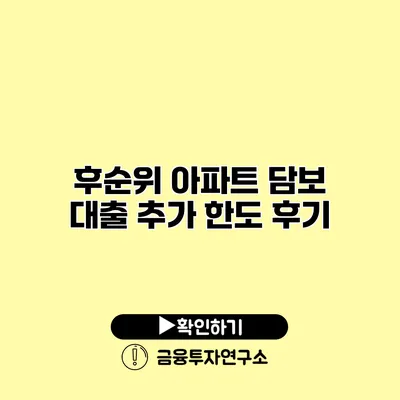 후순위 아파트 담보 대출 추가 한도 후기