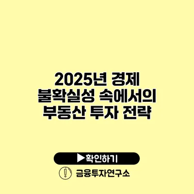 2025년 경제 불확실성 속에서의 부동산 투자 전략