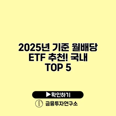 2025년 기준 월배당 ETF 추천! 국내 TOP 5